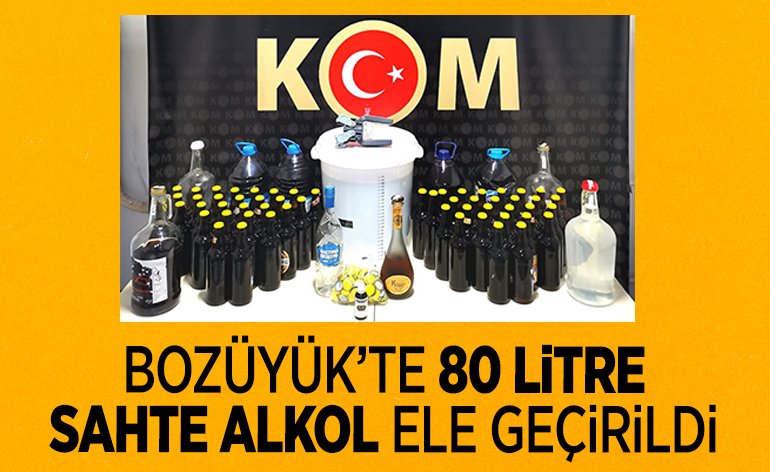 BOZÜYÜK'TE 80 LİTRE SAHTE ALKOL ELE GEÇİRİLDİ