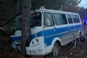 Bilecik'te minibüs ağaca çarptı..