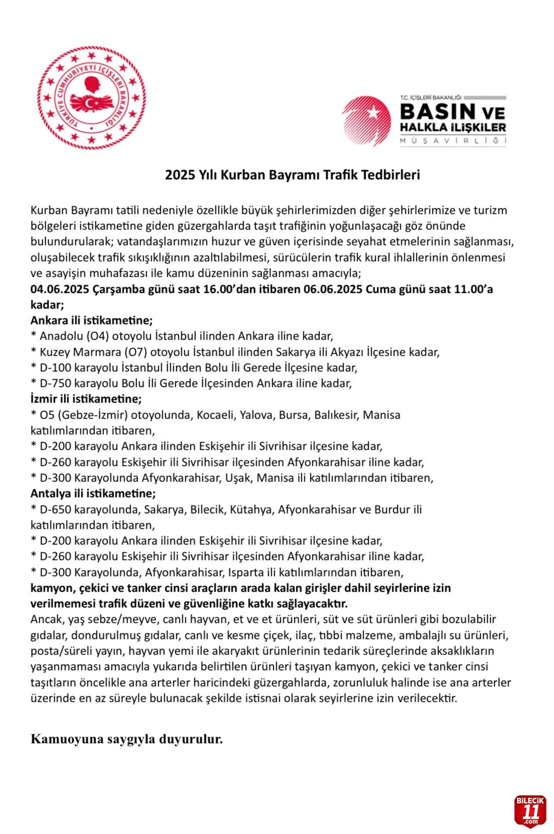 Bakanlıktan bayram tedbirleri açıklandı