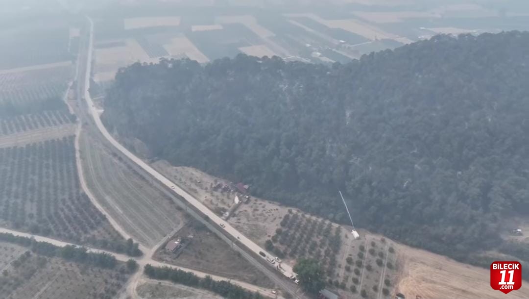 Bilecik Belediyesi Yangın Bölgesinin Havadan Görüntüsünü Paylaştı