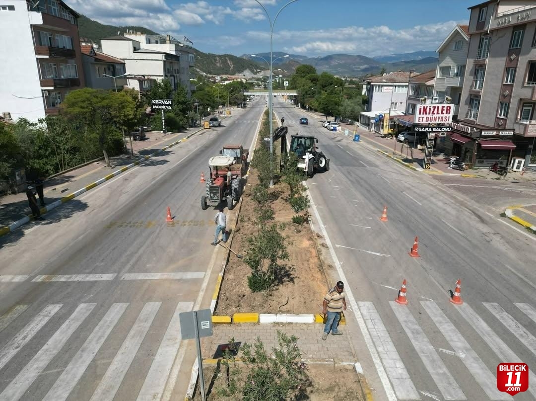 Osmaneli Belediyesi, Orta Refüj Düzenleme Çalışmalarına Başladı