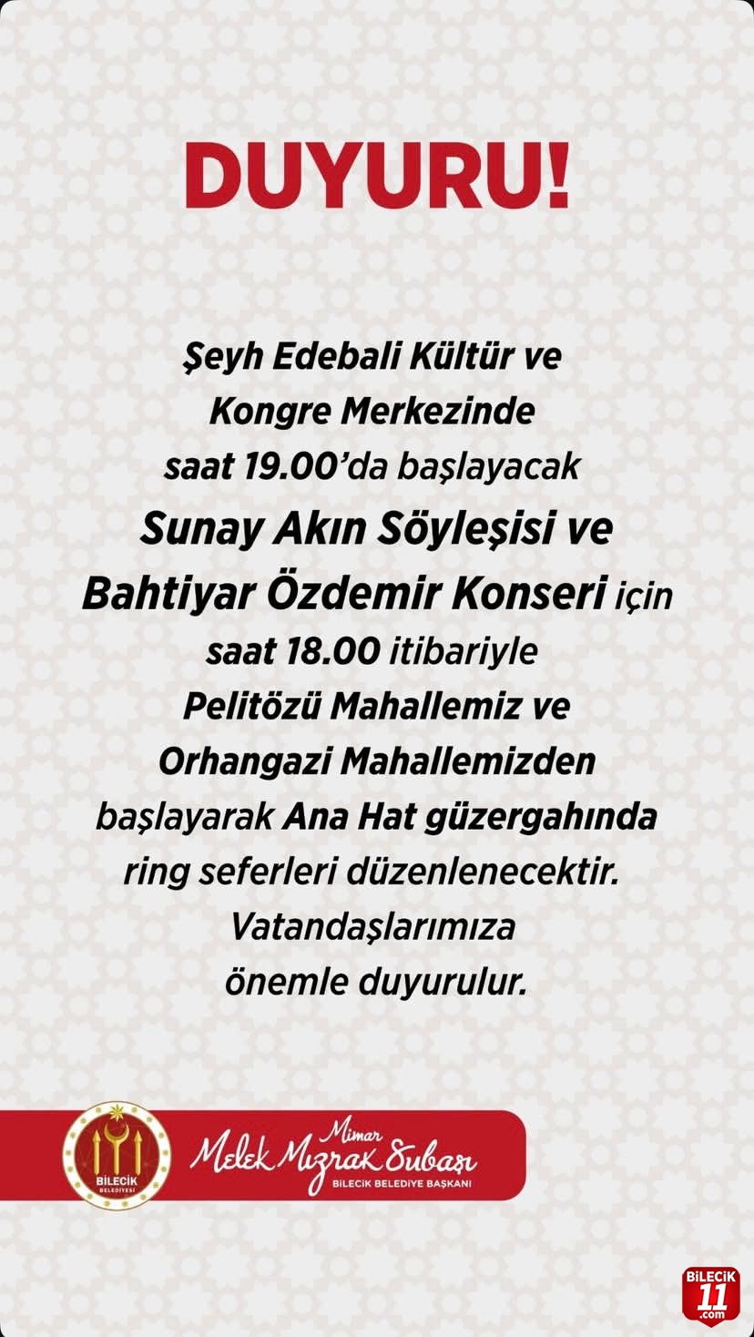 BELEDİYEDEN DUYURU