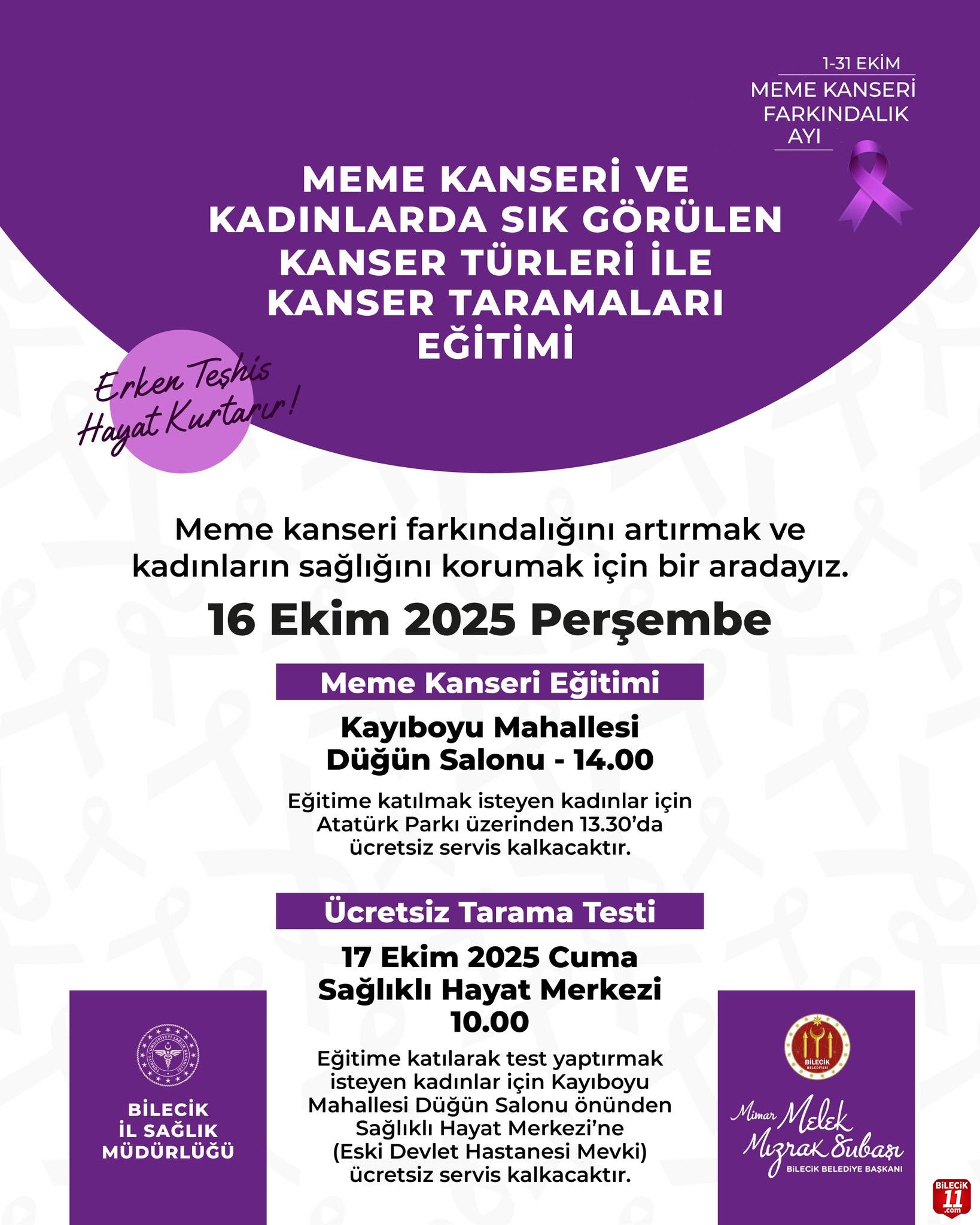 Bilecik’te Meme Kanseri Eğitimi ve Ücretsiz Tarama Testi Düzenleniyor