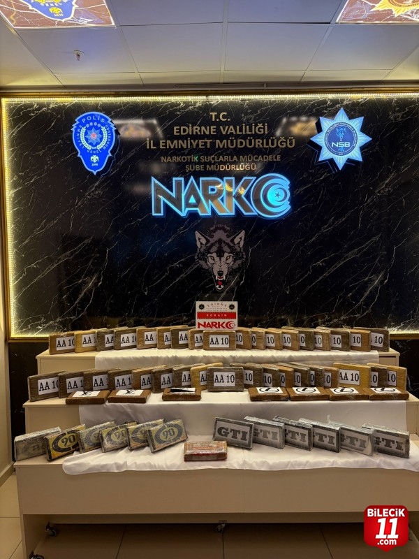 Edirne'de bir tırda 68 kilo 650 gram kokain ele geçirildi