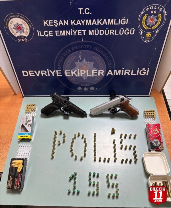 Edirne'de tabanca ve fişekler ele geçirildi