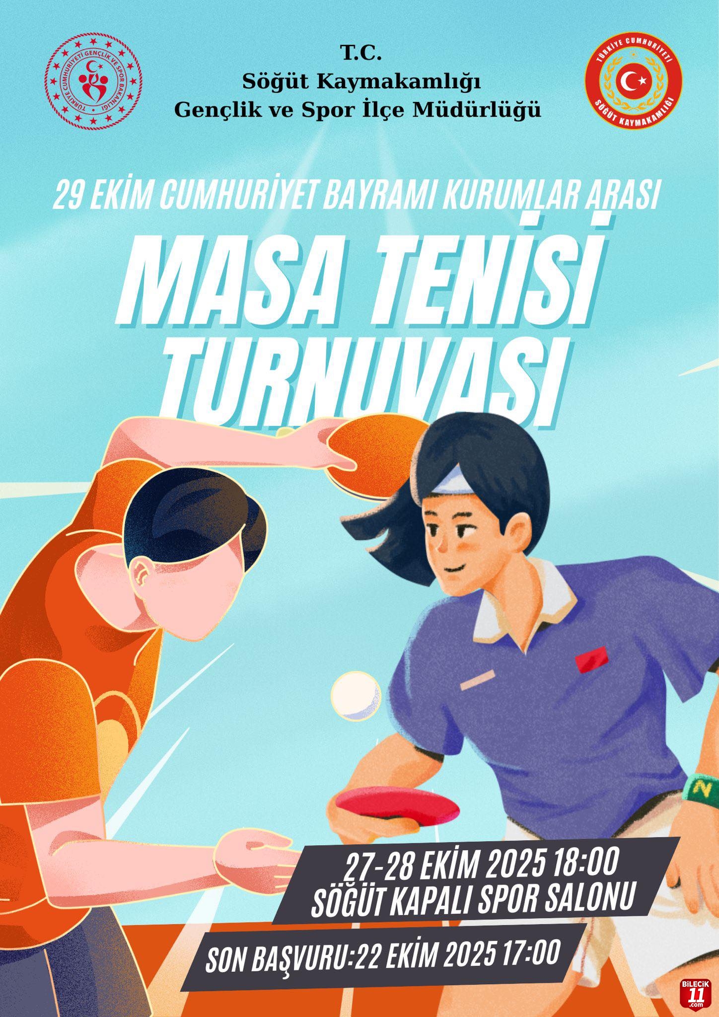 Söğüt’te Cumhuriyet Coşkusu Masa Tenisi Turnuvasıyla Yaşanacak