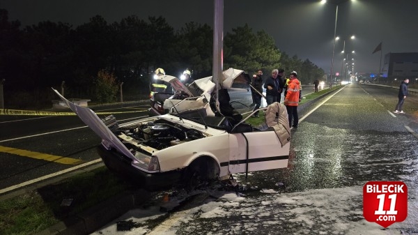 Tekirdağ'da direğe çarpan otomobilin sürücüsü yaralandı