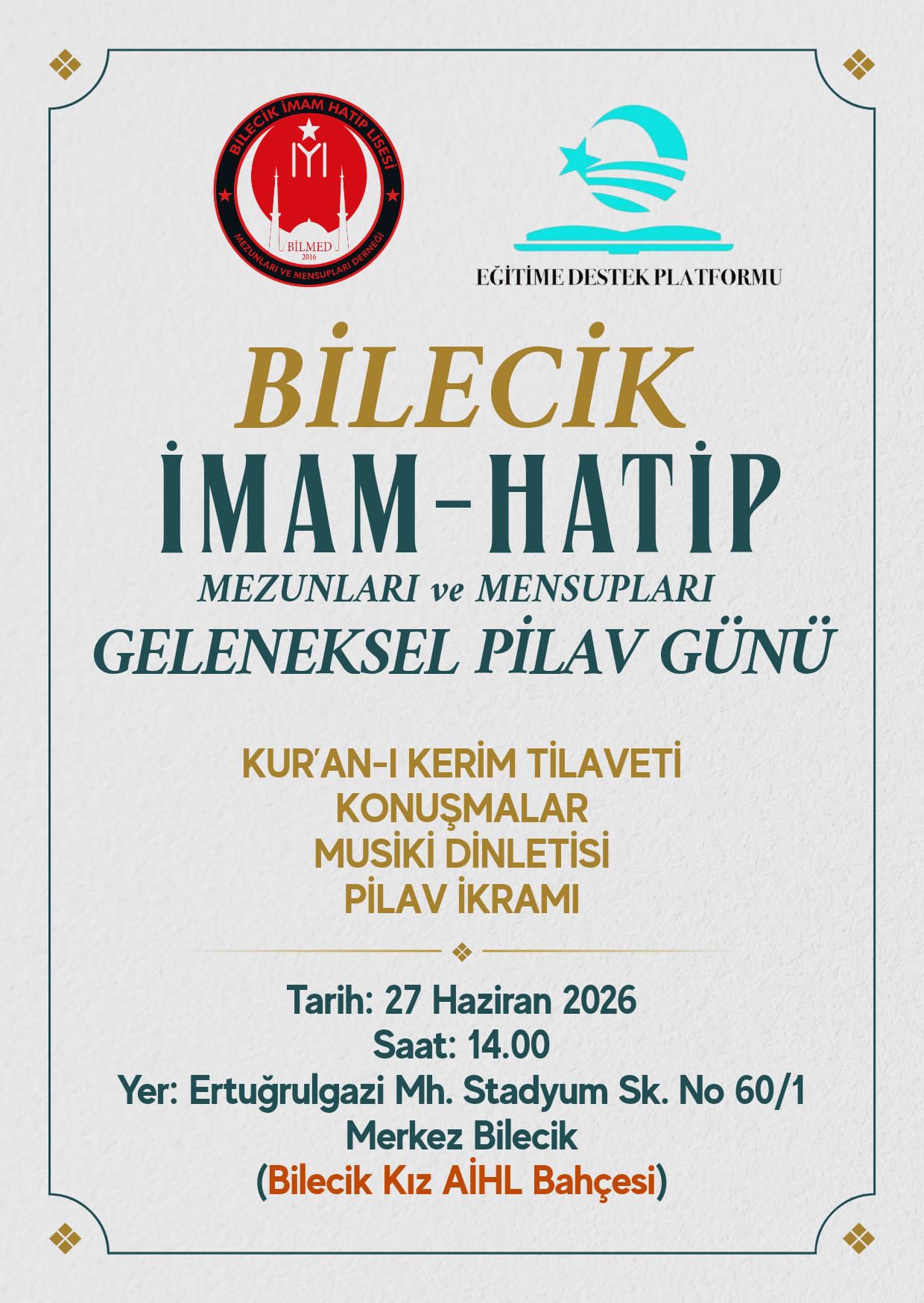 Bilecik İmam Hatip Mezunları Geleneksel Pilav Günü'nde Buluşacak