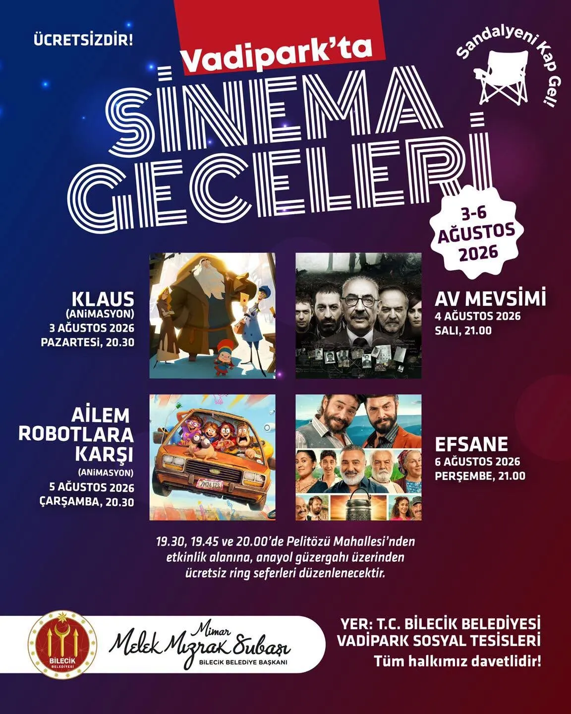 BİLECİKLİLER AÇIK HAVADA SİNEMA KEYFİ YAŞAYACAK